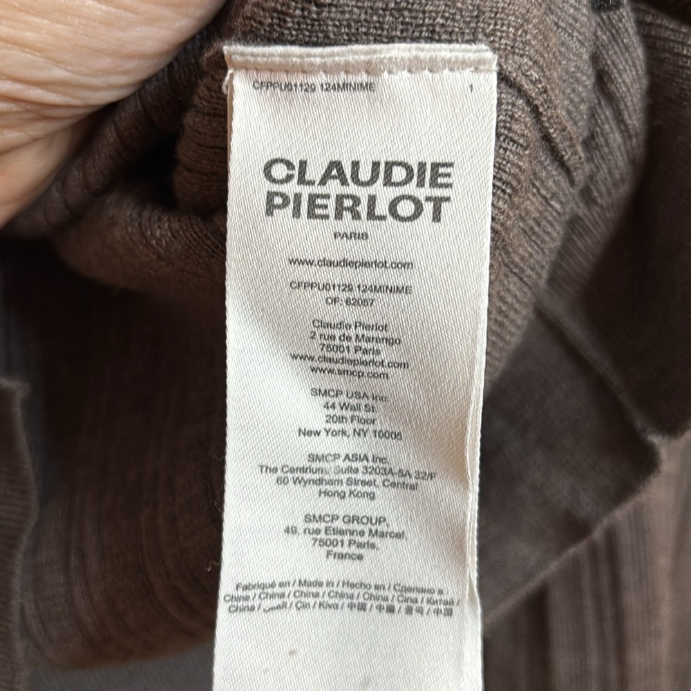 EUC CLAUDIE PIERLOT Women's Muted Brown Knit Set top size L pants size M - Picture 9 of 14